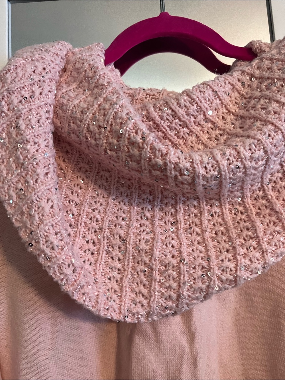 New York & Company pink sequin cowl sweater - Picture 3 of 5